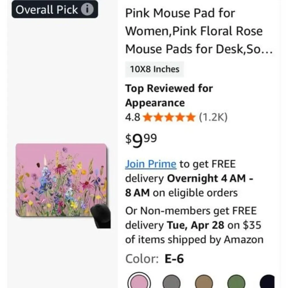 Pink Mouse Pad for Women,Pink Floral Rose Mouse Pads for Desk,Soft Computer Mous